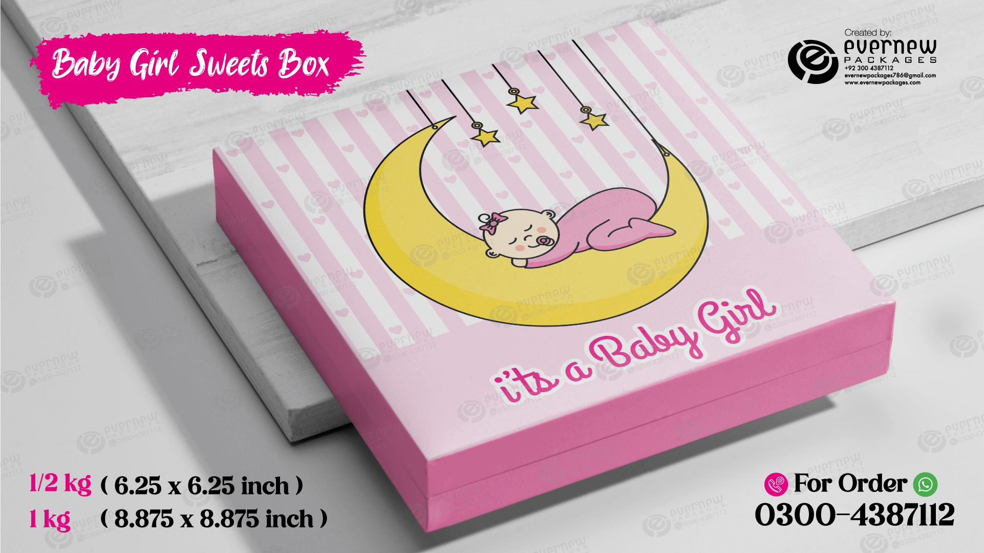 Baby Announcement Box (Girl Moon)
